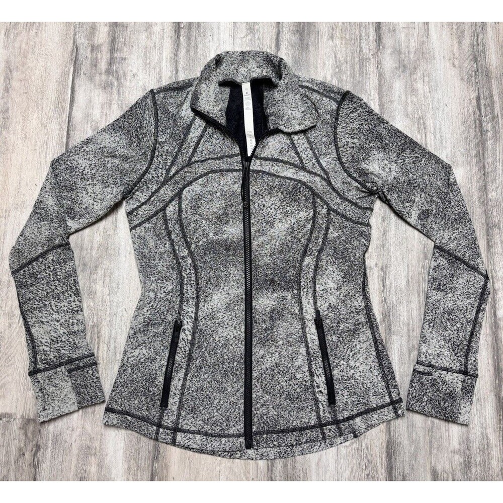 Lululemon Define Jacket Size 10 Spray Jacquard White Black Luon Full Zip Yoga